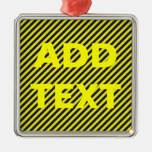 Dünne schwarze und gelbe Diagonalstreifen Silbernes Ornament