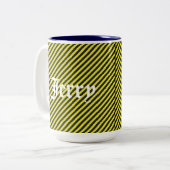 Dünne schwarze und gelbe Diagonalstreifen Zweifarbige Tasse (Vorderseite Links)