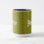 Dünne schwarze und gelbe Diagonalstreifen Zweifarbige Tasse (Mittel)