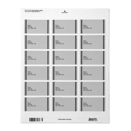 Dünne schwarze und graue Diagonalstreifen Adressaufkleber (Vorne)