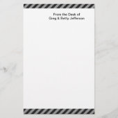 Dünne schwarze und graue Diagonalstreifen Briefpapier (Vorderseite)