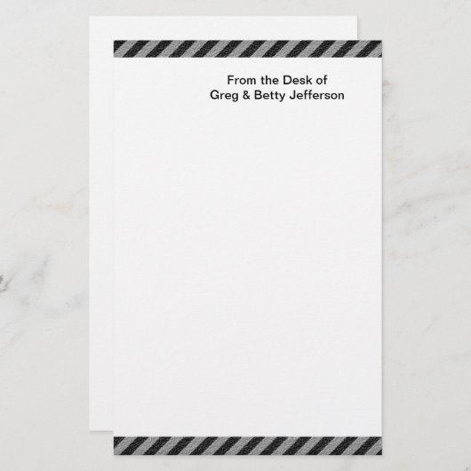 Dünne schwarze und graue Diagonalstreifen Briefpapier (Vorne/Hinten)