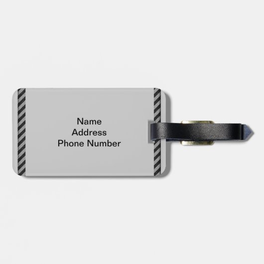 Dünne schwarze und graue Diagonalstreifen Gepäckanhänger (Rückseite horizontal)