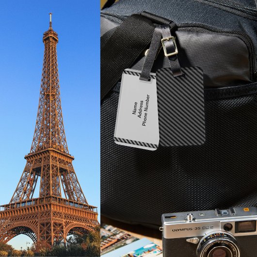 Dünne schwarze und graue Diagonalstreifen Gepäckanhänger