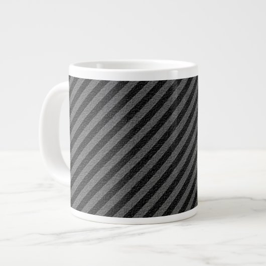 Dünne schwarze und graue Diagonalstreifen Jumbo-Tasse (Vorderseite Links)