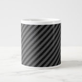 Dünne schwarze und graue Diagonalstreifen Jumbo-Tasse (Vorderseite)