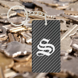 Dünne schwarze und graue Diagonalstreifen Schlüsselanhänger