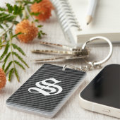 Dünne schwarze und graue Diagonalstreifen Schlüsselanhänger (Vorderseite rechts)