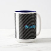 Dünne schwarze und graue Diagonalstreifen Zweifarbige Tasse (VorderseiteRechts)