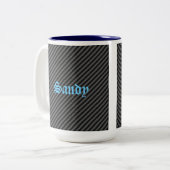 Dünne schwarze und graue Diagonalstreifen Zweifarbige Tasse (Vorderseite Links)