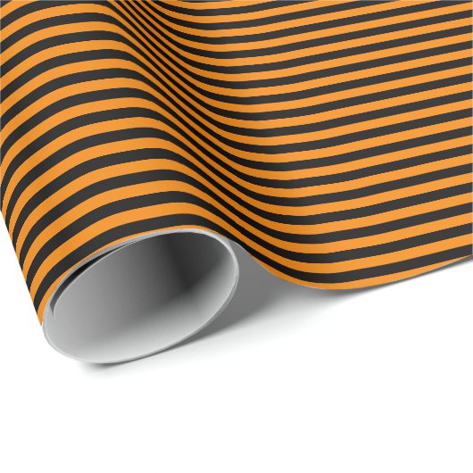 Dünne schwarze und orange Streifen Geschenkpapier (Rolleneckpunkt)