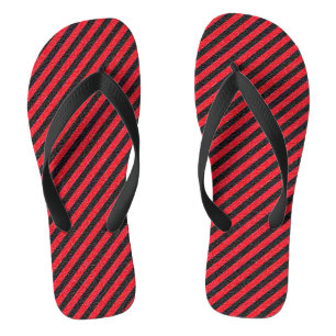 Dünne schwarze und rote diagonale Streifen Flip Fl Badesandalen