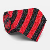 Dünne schwarze und rote Diagonalstreifen Krawatte (Gerollt)