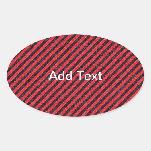 Dünne schwarze und rote Diagonalstreifen Ovaler Aufkleber (Vorderseite)