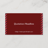 Dünne schwarze und rote Diagonalstreifen Visitenkarte (Rückseite)