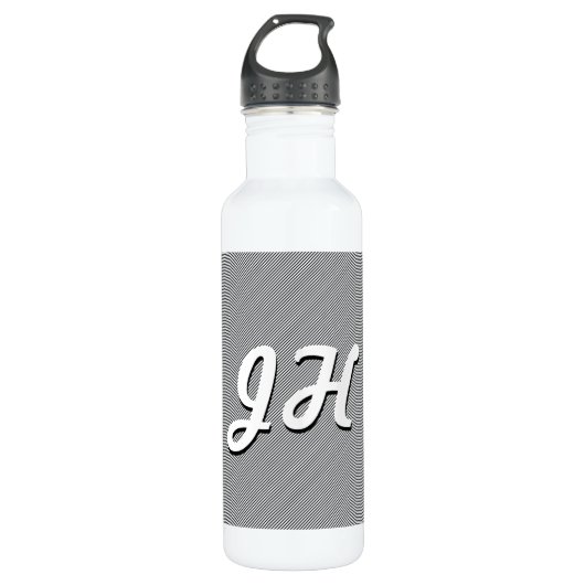 Dünne schwarze und weiße Streifen | Retro-Stilvorl Edelstahlflasche (Vorderseite)