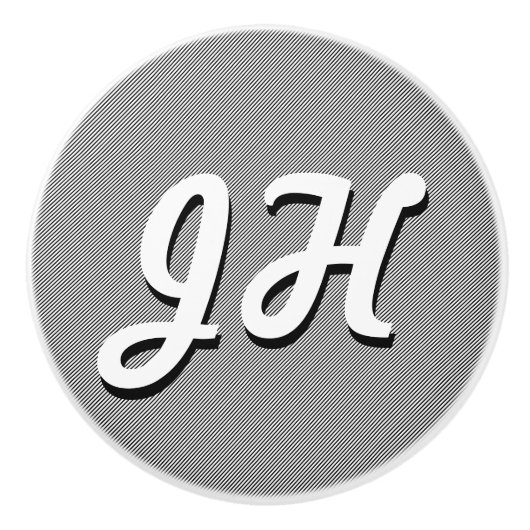 Dünne schwarze und weiße Streifen | Retro-Stilvorl Keramikknauf (Vorderseite)