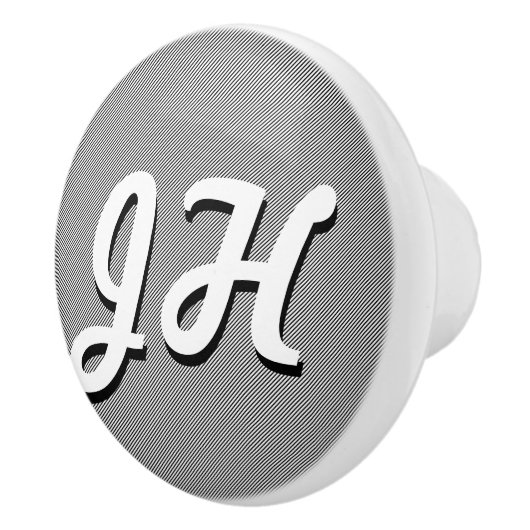 Dünne schwarze und weiße Streifen | Retro-Stilvorl Keramikknauf (Rechts)