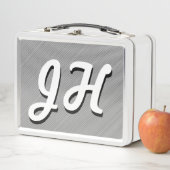 Dünne schwarze und weiße Streifen | Retro-Stilvorl Metall Brotdose (Beispiel)