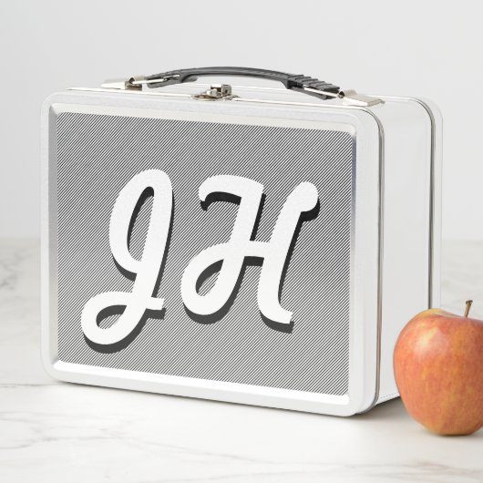 Dünne schwarze und weiße Streifen | Retro-Stilvorl Metall Brotdose (Beispiel)