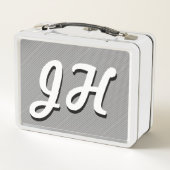 Dünne schwarze und weiße Streifen | Retro-Stilvorl Metall Brotdose (Rückseite)