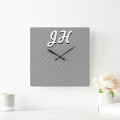 Dünne schwarze und weiße Streifen | Retro-Stilvorl Quadratische Wanduhr (Zuhause)