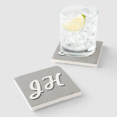 Dünne schwarze und weiße Streifen | Retro-Stilvorl Steinuntersetzer (Seitenansicht)