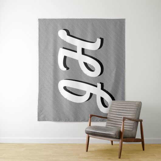 Dünne schwarze und weiße Streifen | Retro-Stilvorl Wandteppich (Beispiel)