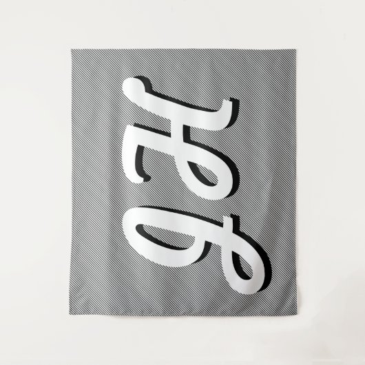 Dünne schwarze und weiße Streifen | Retro-Stilvorl Wandteppich (Vorderseite)