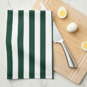 Dünne Streifen - weiß und dunkelgrün Geschirrtuch (Viertel Falte)
