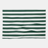 Dünne Streifen - weiß und dunkelgrün Geschirrtuch (Horizontal)