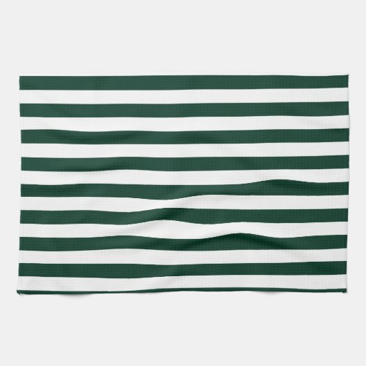 Dünne Streifen - weiß und dunkelgrün Geschirrtuch (Horizontal)