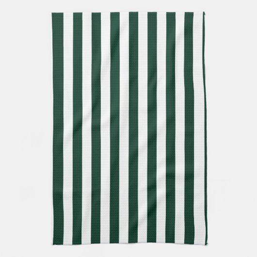 Dünne Streifen - weiß und dunkelgrün Geschirrtuch (Vertikal)