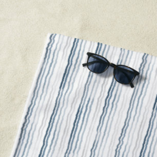 Dünne Wasserfarbene Streifen, Schieferblau, Grau, Strandtuch