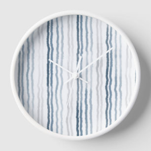 Dünne Wasserfarbene Streifen, Schieferblau, Grau, Uhr