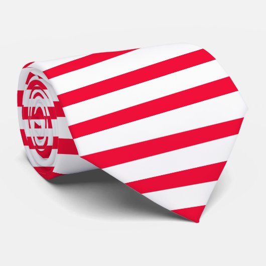 Dünne Weiß-und Scarlet-Horizontal-Gestreifte Krawatte (Gerollt)