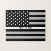 Dünne weiße Linie amerikanische Flagge EMS Puzzle (Horizontal)