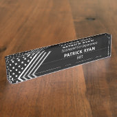 Dünne weiße Linie EMS EMT spielt Namensplakette (Seite)