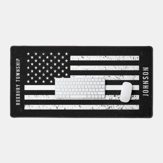 Dünne weiße Linie störte amerikanische Flagge EMT Schreibtischunterlage (Tastatur & Maus)