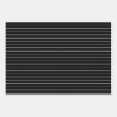 Dünne weiße Streifen auf schwarzem Party oder Weih Geschenkpapier Set (Vorderseite 2)