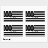 Dünne White Line American Flag EMT EMS Monogram Rechteckiger Aufkleber (Blatt)