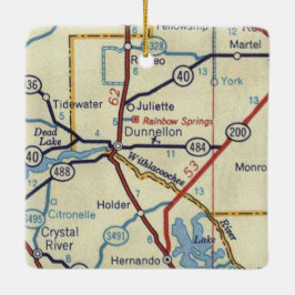 Dunnellon Florida Vintage Karte Keramikornament