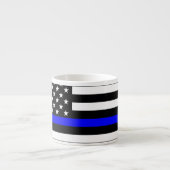 Dünner Blue Line-Flagge-Grafik-Dekor Espressotasse (Vorderseite)