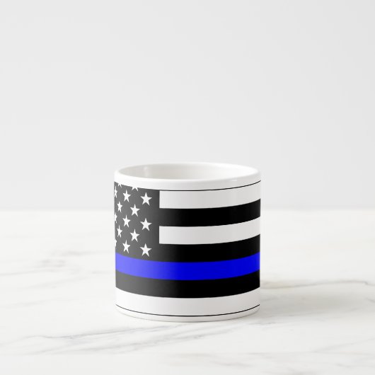 Dünner Blue Line-Flagge-Grafik-Dekor Espressotasse (Vorderseite)