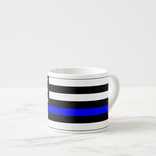 Dünner Blue Line-Flagge-Grafik-Dekor Espressotasse (Vorderseite Rechts)