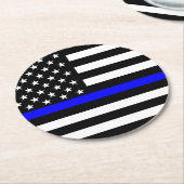 Dünner Blue Line-Flagge-Grafik-Dekor Runder Pappuntersetzer (Angewinkelt)
