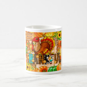 Dünner dankbarer Becher Sublimation - Erntedankfes Kaffeetasse