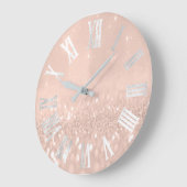 Dünner Pfirsich-Rosen-Glitzer metallisches Große Wanduhr (Winkel)