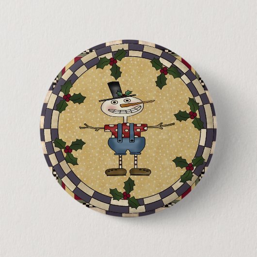 Dünner Schneemann-Weihnachtsknopf Button (Vorderseite)