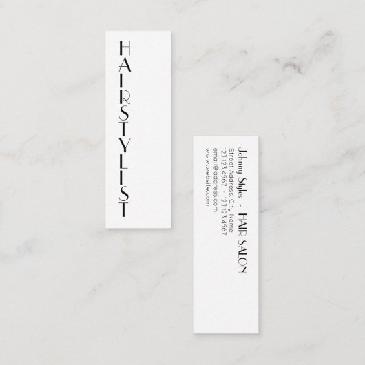 Dünner vertikaler Arttext Mini Visitenkarte (Vorne/Hinten)